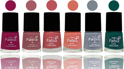 

Fabia Exclusive Nail Polish Raspberry-Lip-Bazooka Joe-Light Peach-Wild Gray Yonder-Pine Green(Pack of 6)
