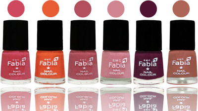 

Fabia Exclusive Nail Polish Shock Pink-Sour Orange-Mauve Pink-Rose-Boysenberry-Coral(Pack of 6)