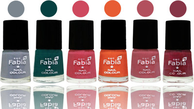 

Fabia Exclusive Nail Polish Wild Gray Yonder-Dark Green-Shock Pink-Sour Orange-Mauve Pink-Wine Red(Pack of 6)