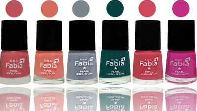 

Fabia Exclusive Nail Polish Bazooka Joe-Light Peach-Wild Gray Yonder-Dark Green-Shock Pink-Pink Pink(Pack of 6)