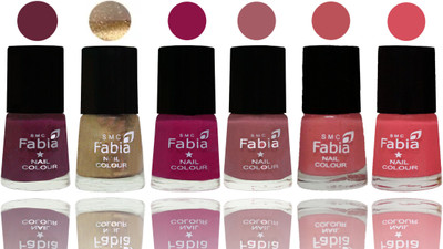 

Fabia Exclusive Nail Polish Mulberry-Gold-Raspberry-Lip-Bazooka Joe-Punch Pink(Pack of 6)