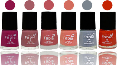 

Fabia Exclusive Nail Polish Raspberry-Lip-Bazooka Joe-Light Peach-Wild Gray Yonder-Fire Orange(Pack of 6)
