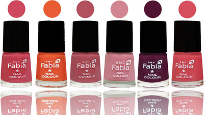 

Fabia Exclusive Nail Polish Shock Pink-Sour Orange-Mauve Pink-Rose-Boysenberry-Punch Pink(Pack of 6)