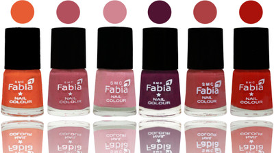 

Fabia Exclusive Nail Polish Sour Orange-Mauve Pink-Rose-Boysenberry-Peach-Reddish Red(Pack of 6)