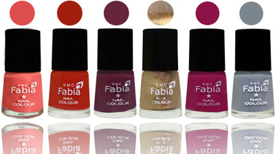 

Fabia Exclusive Nail Polish Salmon-Shock Orange Red-Mulberry-Gold-Raspberry-Wild Gray Yonder(Pack of 6)