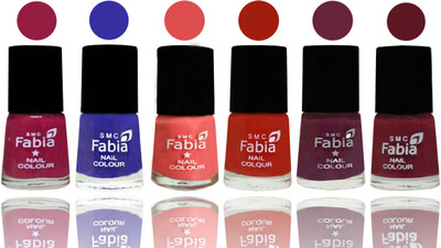 

Fabia Exclusive Nail Polish Cherry Blossom-Shock Blue-Salmon-Shock Orange Red-Mulberry-Jam(Pack of 6)