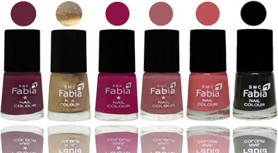 

Fabia Exclusive Nail Polish Mulberry-Gold-Raspberry-Lip-Bazooka Joe-Black(Pack of 6)