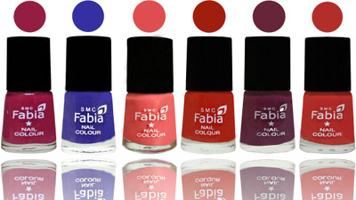 

Fabia Exclusive Nail Polish Cherry Blossom-Shock Blue-Salmon-Shock Orange Red-Mulberry-Candy Orange(Pack of 6)