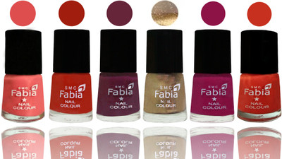 

Fabia Exclusive Nail Polish Salmon-Shock Orange Red-Mulberry-Gold-Raspberry-Orange(Pack of 6)