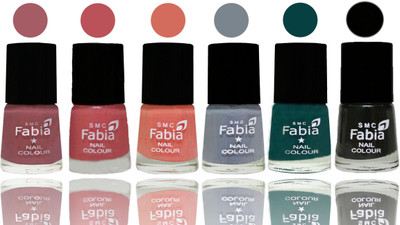 

Fabia Exclusive Nail Polish Lip-Bazooka Joe-Light Peach-Wild Gray Yonder-Dark Green-Black(Pack of 6)
