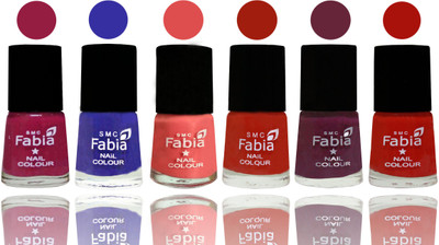 

Fabia Exclusive Nail Polish Cherry Blossom-Shock Blue-Salmon-Shock Orange Red-Mulberry-Reddish Red(Pack of 6)