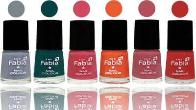 

Fabia Exclusive Nail Polish Wild Gray Yonder-Dark Green-Shock Pink-Sour Orange-Mauve Pink-Candy Orange(Pack of 6)