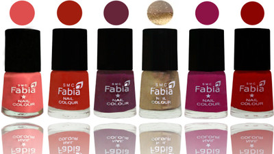 

Fabia Exclusive Nail Polish Salmon-Shock Orange Red-Mulberry-Gold-Raspberry-Red(Pack of 6)