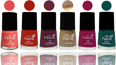 

Fabia Exclusive Nail Polish Salmon-Shock Orange Red-Mulberry-Gold-Raspberry-Pine Green(Pack of 6)