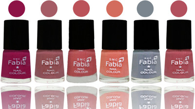 

Fabia Exclusive Nail Polish Raspberry-Lip-Bazooka Joe-Light Peach-Wild Gray Yonder-Mauve Pink(Pack of 6)