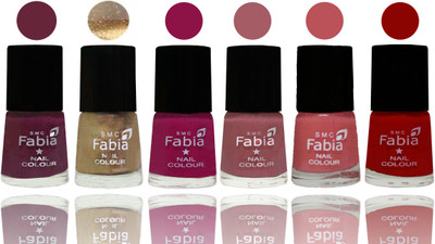 

Fabia Exclusive Nail Polish Mulberry-Gold-Raspberry-Lip-Bazooka Joe-Red(Pack of 6)