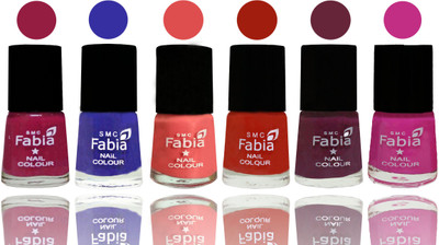 

Fabia Exclusive Nail Polish Cherry Blossom-Shock Blue-Salmon-Shock Orange Red-Mulberry-Pink Pink(Pack of 6)