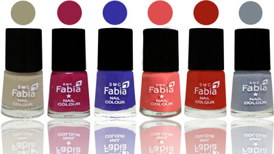 

Fabia Exclusive Nail Polish Tan-Cherry Blossom-Shock Blue-Salmon-Shock Orange Red-Wild Gray Yonder(Pack of 6)
