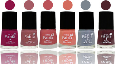 

Fabia Exclusive Nail Polish Raspberry-Lip-Bazooka Joe-Light Peach-Wild Gray Yonder-Wine(Pack of 6)