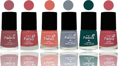 

Fabia Exclusive Nail Polish Lip-Bazooka Joe-Light Peach-Wild Gray Yonder-Dark Green-Coral Pink(Pack of 6)