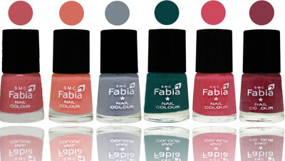 

Fabia Exclusive Nail Polish Bazooka Joe-Light Peach-Wild Gray Yonder-Dark Green-Shock Pink-Wine Red(Pack of 6)