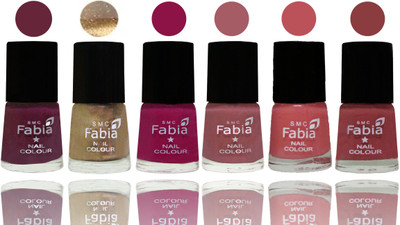 

Fabia Exclusive Nail Polish Mulberry-Gold-Raspberry-Lip-Bazooka Joe-Dark Nude(Pack of 6)