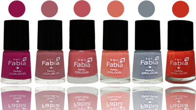 

Fabia Exclusive Nail Polish Raspberry-Lip-Bazooka Joe-Light Peach-Wild Gray Yonder-Orange(Pack of 6)