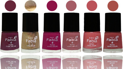 

Fabia Exclusive Nail Polish Mulberry-Gold-Raspberry-Lip-Bazooka Joe-Dark Peach(Pack of 6)