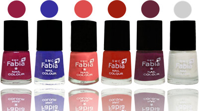 

Fabia Exclusive Nail Polish Cherry Blossom-Shock Blue-Salmon-Shock Orange Red-Mulberry-White(Pack of 6)