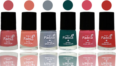 

Fabia Exclusive Nail Polish Bazooka Joe-Light Peach-Wild Gray Yonder-Dark Green-Shock Pink-Candy Orange(Pack of 6)