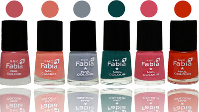 

Fabia Exclusive Nail Polish Bazooka Joe-Light Peach-Wild Gray Yonder-Dark Green-Shock Pink-Fire Orange(Pack of 6)