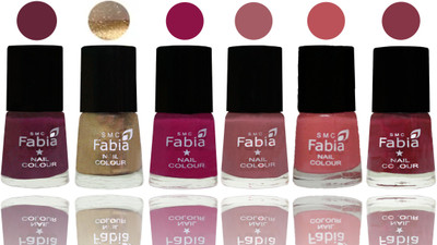 

Fabia Exclusive Nail Polish Mulberry-Gold-Raspberry-Lip-Bazooka Joe-Wine Red(Pack of 6)