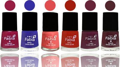 

Fabia Exclusive Nail Polish Cherry Blossom-Shock Blue-Salmon-Shock Orange Red-Mulberry-Wine(Pack of 6)