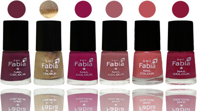 

Fabia Exclusive Nail Polish Mulberry-Gold-Raspberry-Lip-Bazooka Joe-Pure Wine(Pack of 6)