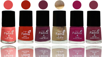 

Fabia Exclusive Nail Polish Salmon-Shock Orange Red-Mulberry-Gold-Raspberry-Plum(Pack of 6)