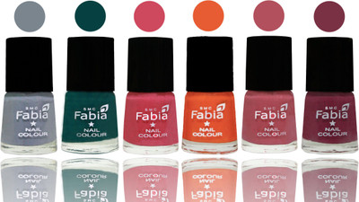 

Fabia Exclusive Nail Polish Wild Gray Yonder-Dark Green-Shock Pink-Sour Orange-Mauve Pink-Plum(Pack of 6)