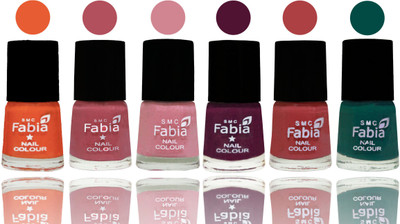 

Fabia Exclusive Nail Polish Sour Orange-Mauve Pink-Rose-Boysenberry-Peach-Pine Green(Pack of 6)