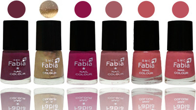 

Fabia Exclusive Nail Polish Mulberry-Gold-Raspberry-Lip-Bazooka Joe-Coral Pink(Pack of 6)