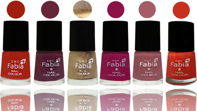 

Fabia Exclusive Nail Polish Shock Orange Red-Mulberry-Gold-Raspberry-Lip-Orange(Pack of 6)