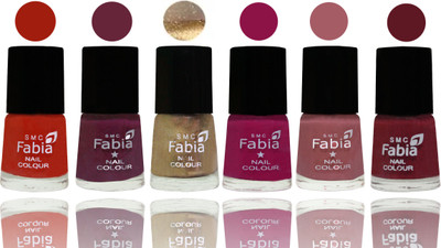 

Fabia Exclusive Nail Polish Shock Orange Red-Mulberry-Gold-Raspberry-Lip-Jam(Pack of 6)
