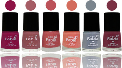 

Fabia Exclusive Nail Polish Raspberry-Lip-Bazooka Joe-Light Peach-Wild Gray Yonder-Plum(Pack of 6)