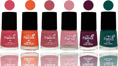 

Fabia Exclusive Nail Polish Shock Pink-Sour Orange-Mauve Pink-Rose-Boysenberry-Pine Green(Pack of 6)