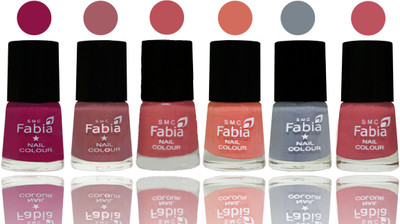 

Fabia Exclusive Nail Polish Raspberry-Lip-Bazooka Joe-Light Peach-Wild Gray Yonder-Coral Pink(Pack of 6)