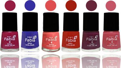 

Fabia Exclusive Nail Polish Cherry Blossom-Shock Blue-Salmon-Shock Orange Red-Mulberry-Light Pink(Pack of 6)