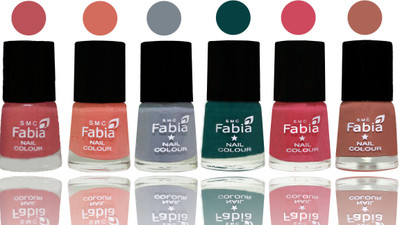 

Fabia Exclusive Nail Polish Bazooka Joe-Light Peach-Wild Gray Yonder-Dark Green-Shock Pink-Coral(Pack of 6)
