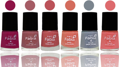 

Fabia Exclusive Nail Polish Raspberry-Lip-Bazooka Joe-Light Peach-Wild Gray Yonder-Baby Pink(Pack of 6)