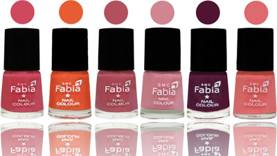 

Fabia Exclusive Nail Polish Shock Pink-Sour Orange-Mauve Pink-Rose-Boysenberry-Baby Pink(Pack of 6)