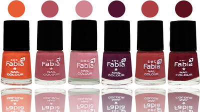 

Fabia Exclusive Nail Polish Sour Orange-Mauve Pink-Rose-Boysenberry-Peach-Maroon(Pack of 6)