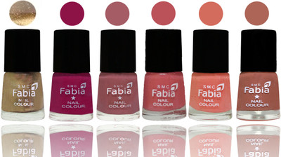 

Fabia Exclusive Nail Polish Gold-Raspberry-Lip-Bazooka Joe-Light Peach-Coral(Pack of 6)