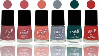 

Fabia Exclusive Nail Polish Lip-Bazooka Joe-Light Peach-Wild Gray Yonder-Dark Green-Candy Orange(Pack of 6)